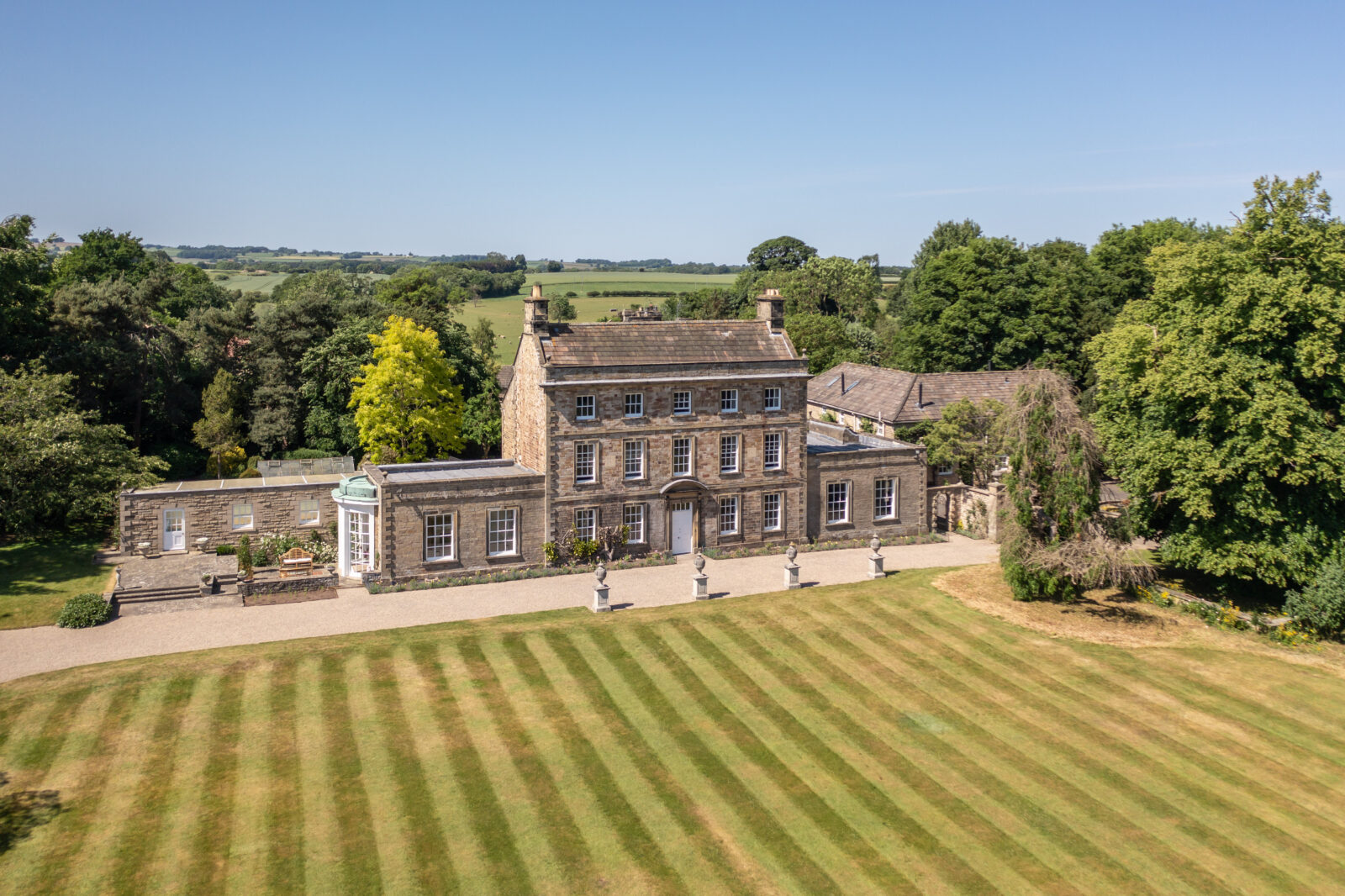 Patrick Brompton Hall Aerial-11 hire a large house for your holiday or yoga retreat